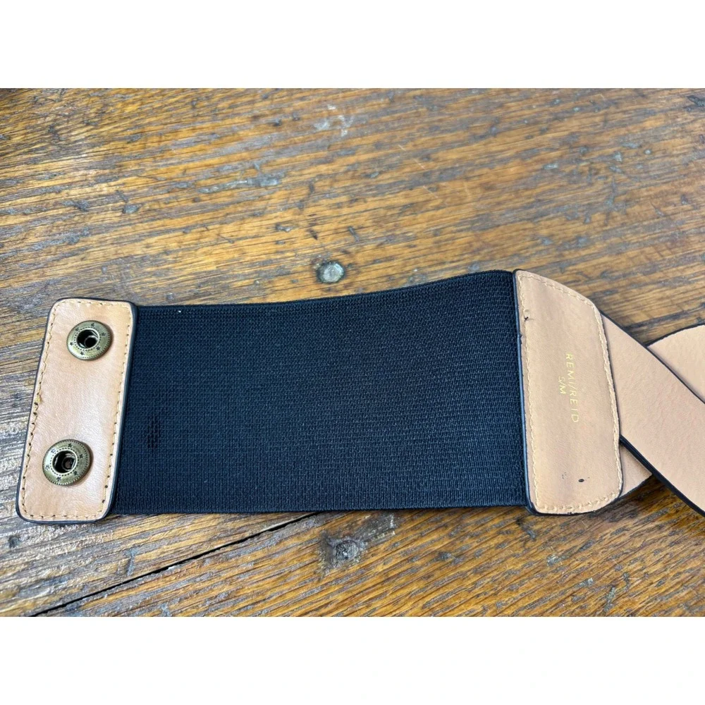 Anthropologie Remi Reid Black Braided Vegan Leather Wide Elastic Waist Belt S/M - Picture 7 of 9